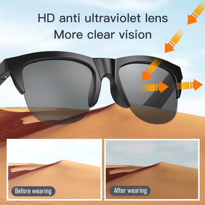 Lunettes de soleil intelligentes conçues pour les hommes et femmes  modernes qui veulent allier élégance, connectivité et performance. Grâce à leur technologie Bluetooth intégrée, restez connecté en toute liberté, sans compromis sur le style.